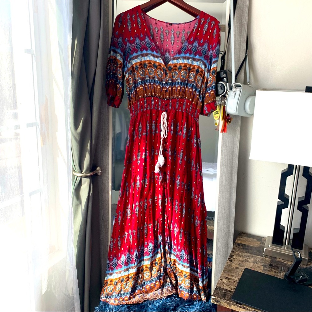 Ethnic Button-down Maxi Dress Size XL